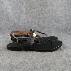 Coach Shoes Womens 7 Sandals Matte Leather Slingback Logo Fashion Caterine Black